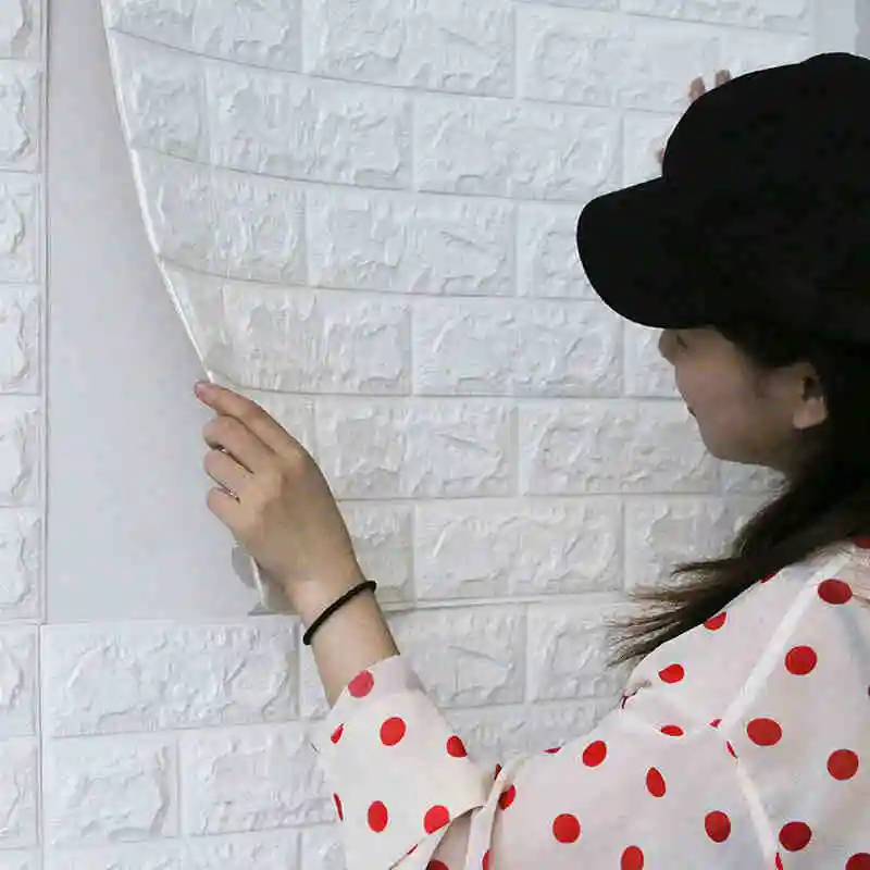 

Обои объемные большие Самоклеящиеся с рисунком белого кирпича для стен, бумажные наклейки для гостиной