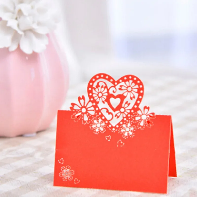 

50pcs Hollow Square Wine Glass Wedding Party Mark Name Place Card Table Decor
