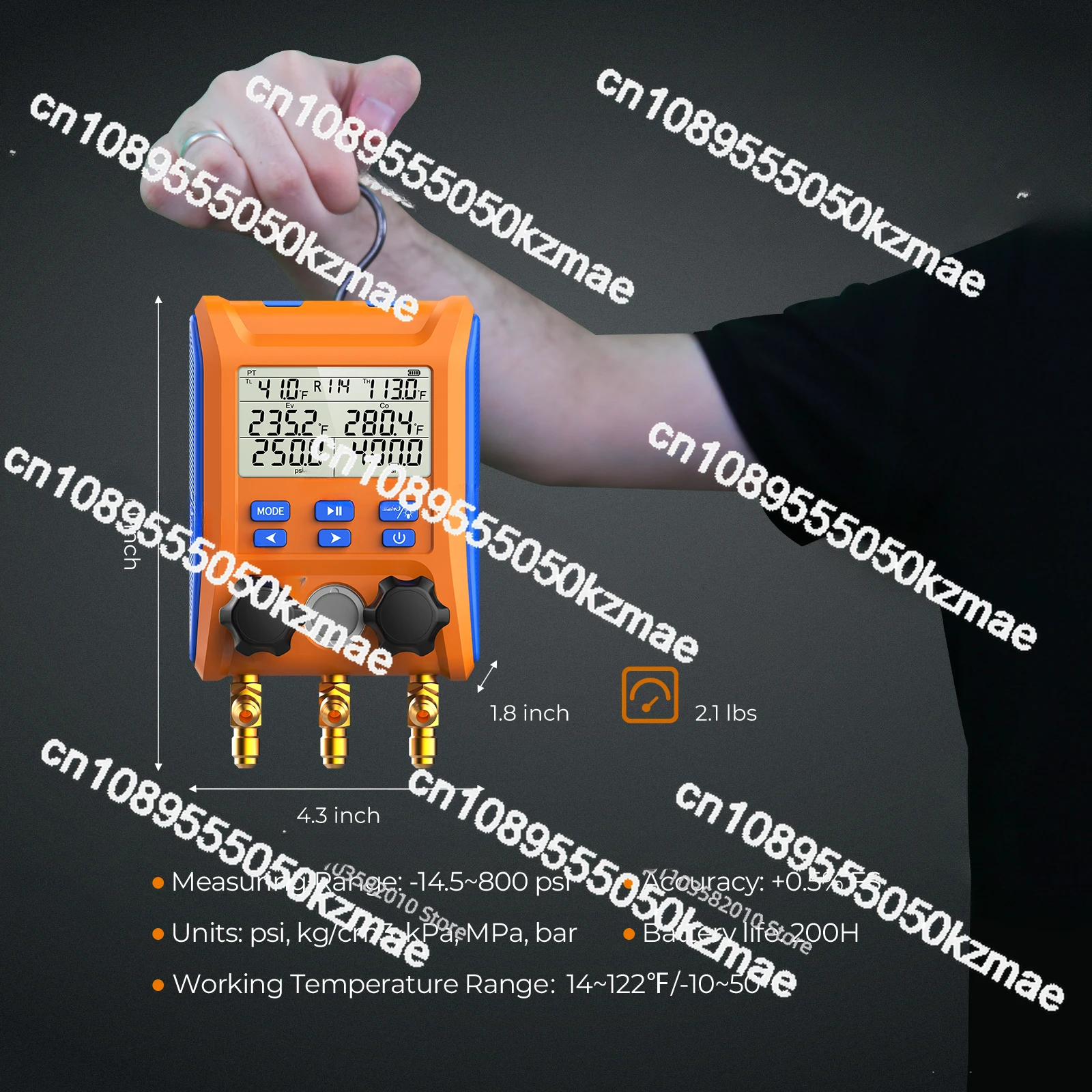 Цифровой манометр Elitech LMG-10 HVAC инструменты переменного тока двухходовой клапан с