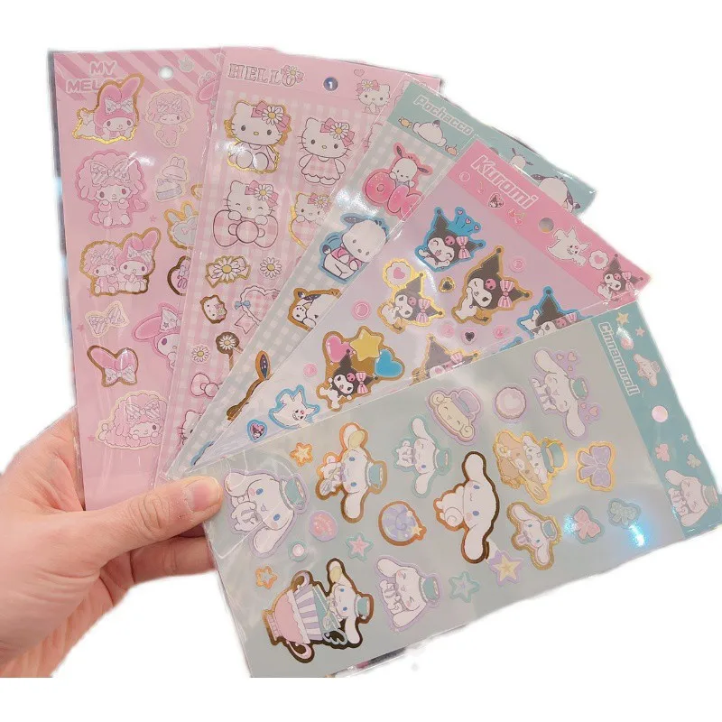 

Sanrios My Melody Hellokittys Pachacco Kuromi Cinnamoroll Anime Kawaii Diy Sticker Small Laser Flash Decorate Kids Birthday Gift