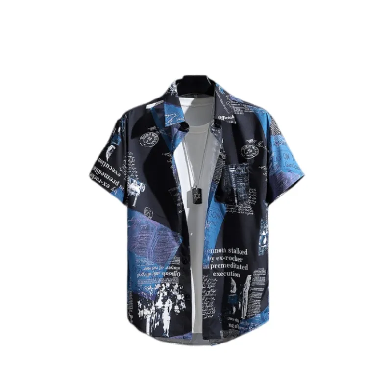 

New 3D Oversized Geometric Printed Hawaiian Shirt Summer Beach Casual Dress Short Sleeved Top With Comfortable Chinese Style