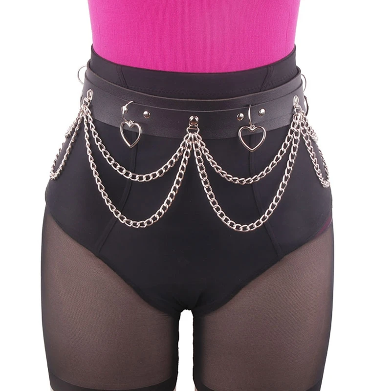 

Body Belts Black Color Waist Chain with Strap Party Night Club Sexy Waist Straps