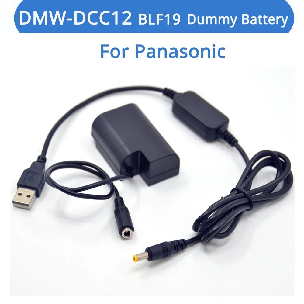 

BLF19 Dummy Battery DCC12 DC Coupler USB DC Cable for Panasonic Lumix DMC-G9 GH3 GH4 GH5 DMC-GH5S GH3K Cameras