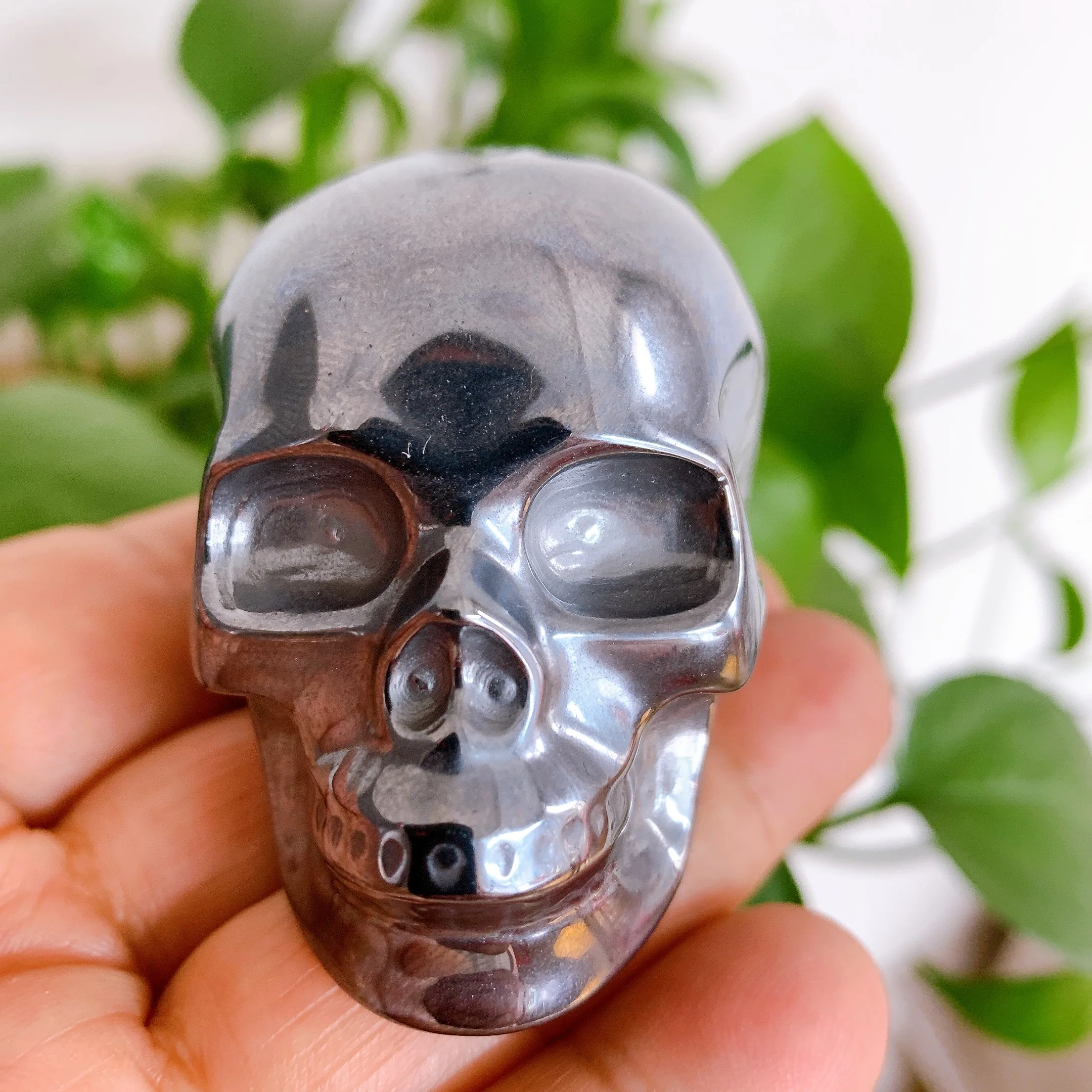 

6cm THZ Material Terahertz Mineral Specimen Head Skull Carvings Witchcraft Gems For Man Gifts Collectibles For Explorer Lover