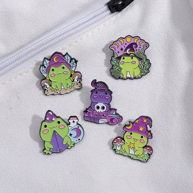 

Cute Frog Enamel Pins Star Moon Witch Hat Froggy Brooches Lapel Pin Cartoon Animal Badge Jewelry Gift for Kids Friends