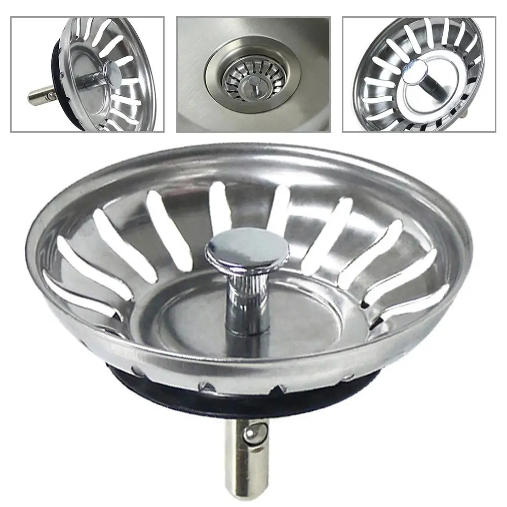 

1x Stainless Steel Kitchen Sink Strainer Stopper Waste Plug Sink Filter Bathroom Basin Sink Drain Kitchen Filter Waste Plug