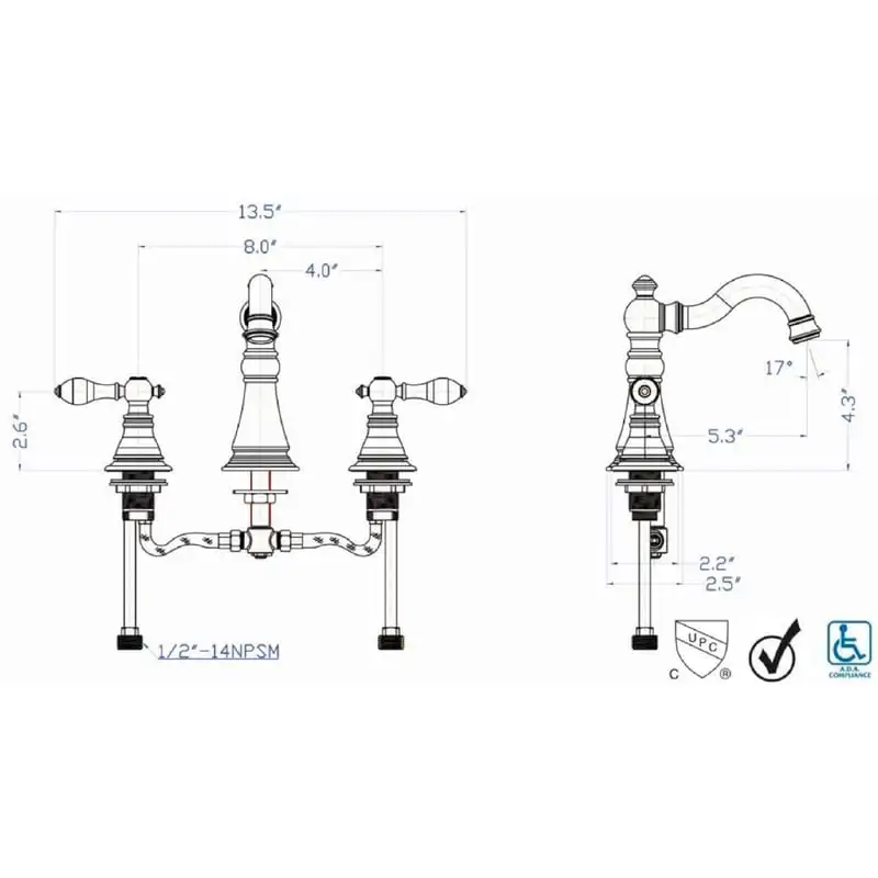 

Two-Handle Chrome Lavatory Faucet With - Drain