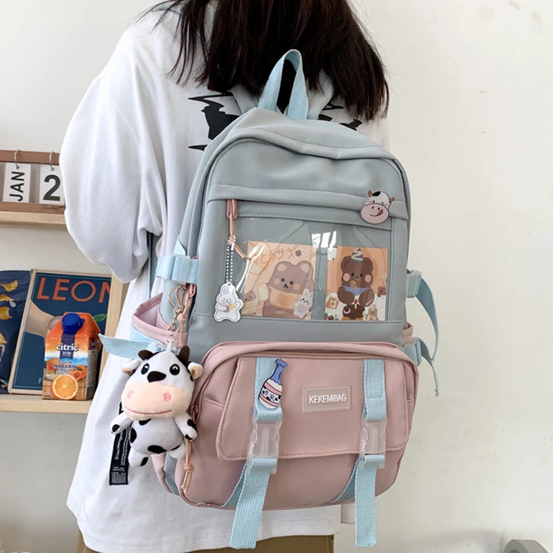 

Ins Fashion Women Backpack Kawaii Canvas Leisure Travel Bag Rucksack Bookbag for Teenager Girl Schoolbag Laptop Large Mochila