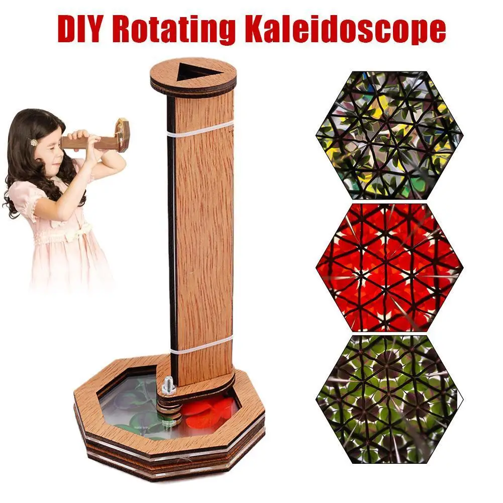 

Classic Toy Wooden DIY Kaleidoscope Kit for Kids Toddler Toys Children Gifts Outdoor Puzzle Toy Parent-child Interactive Game
