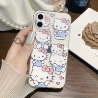 hello kitty cat cases for iphone 13 12 11 pro max mini xr xs max 8 x 7 se 2022 all inclusive shockproof silicone case