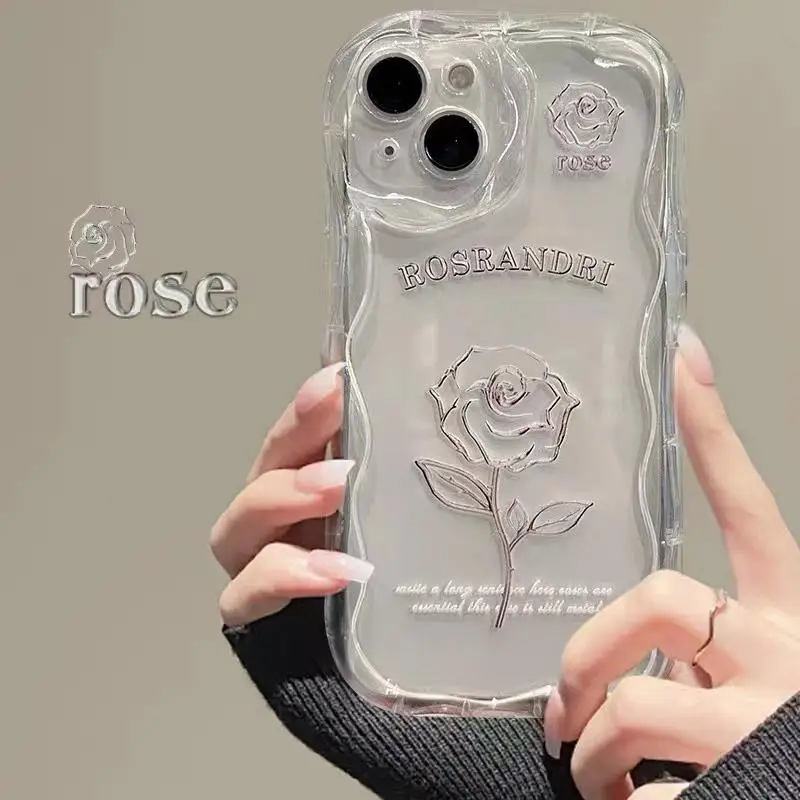 Фото Прозрачный чехол с цветочной цепочкой для iPhone 11 Pro Max 12 Mini 11 Pro 8 7 6 6s Plus XR X XS Max SE 2020, чехол из ТПУ Rose Tulip №2