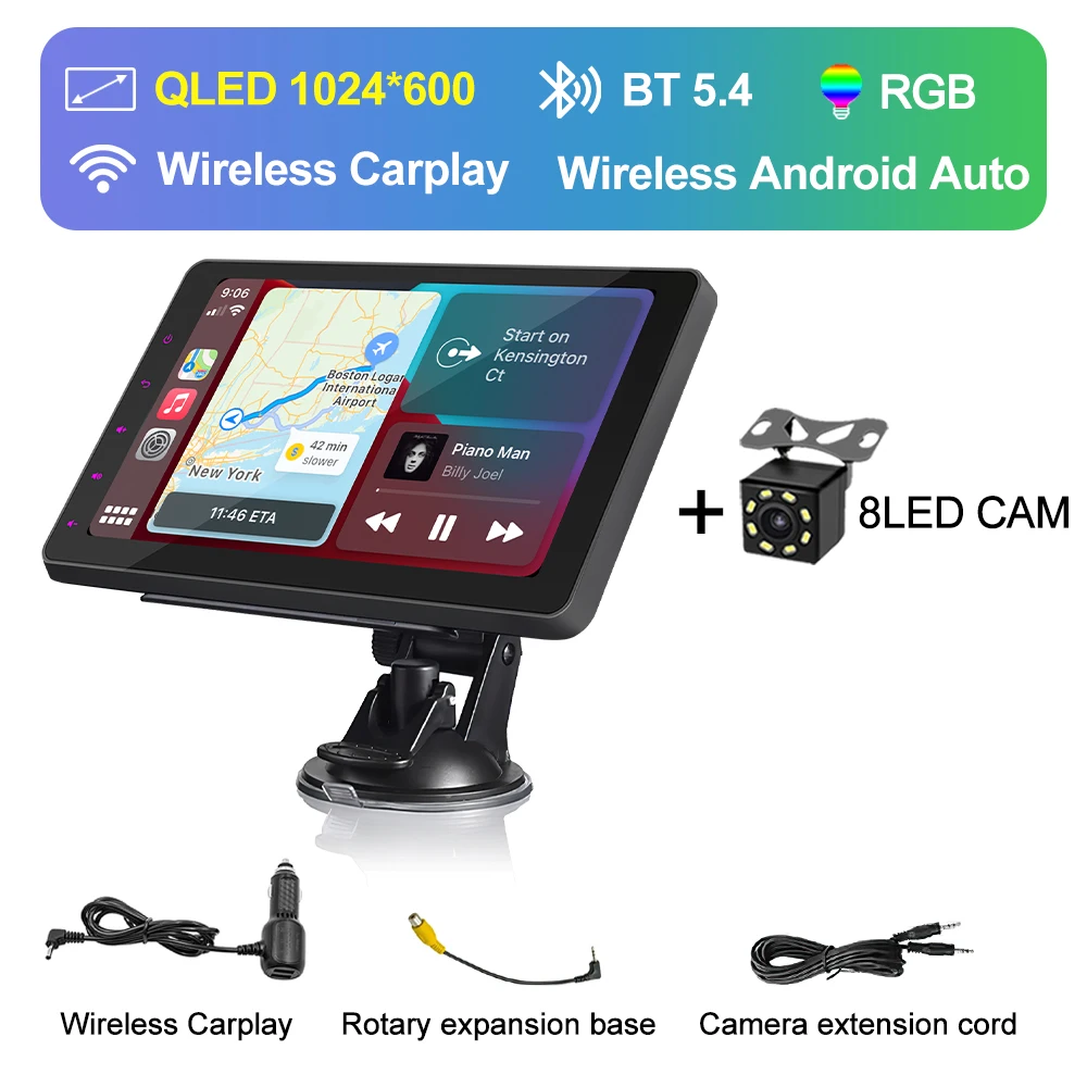 

Беспроводной CarPlay Android Auto 7-дюймовый IPS Сенсорный Экран Double DIN Универсальный Портативный Мультимедийный Видеопле...