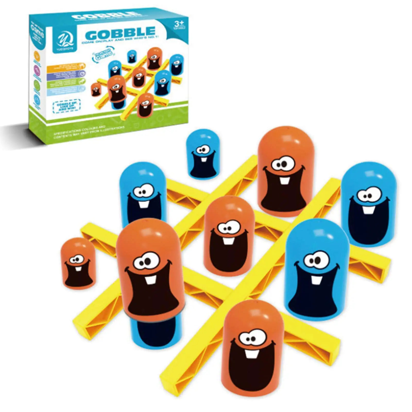

Tic-Tac-Toe Game Gobble Game Big Cover Small Classic Linking Board Game Educational Toys for Kids Children Up for 2 Players