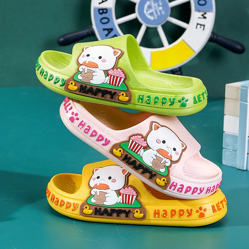 Children's Slippers Summer Cartoon Cute Anti-skid Soft Bottom Small Children's Room Bath Boys and Girls Home Baby Cold Slippers