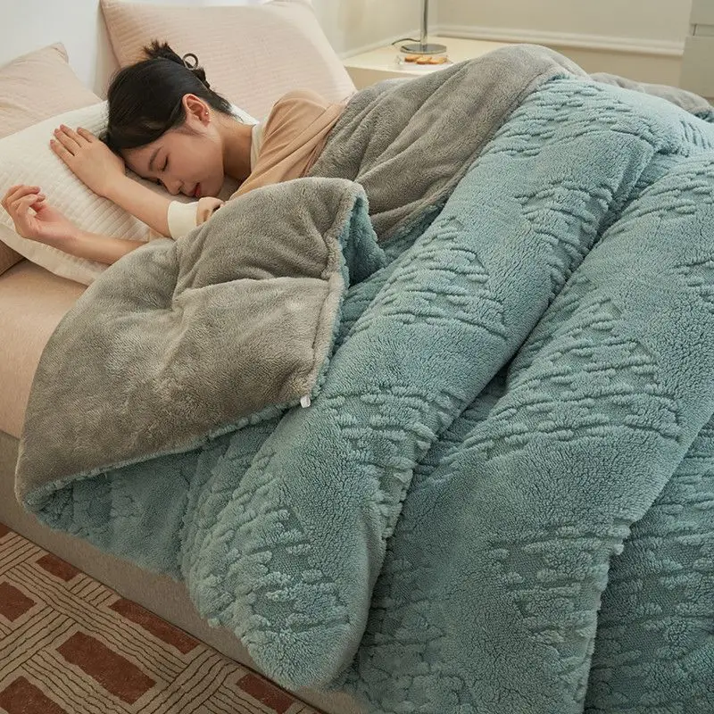 

Soft Super Thick Winter Warm Blanket Artificial Lamb Cashmere Weighted Blankets for Beds Cozy Thicker Warmth Quilt Comforter