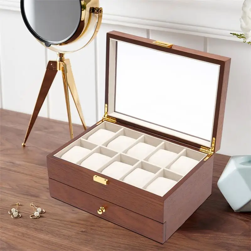 

2 Layers Wooden Jewelry Storage Box Velvet Interior for Jewelries, Ring,Necklace and Watches Gift for Mom and Girlfriend