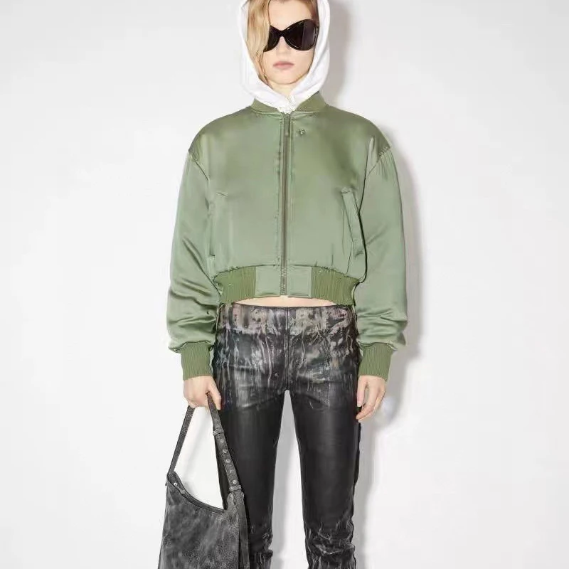 

2023 Fall and Winter New Pleated Sleeve Pilot Jacket Cotton Dress Doing Old Thread Jacket Top High Quality Women's Clothing y2k