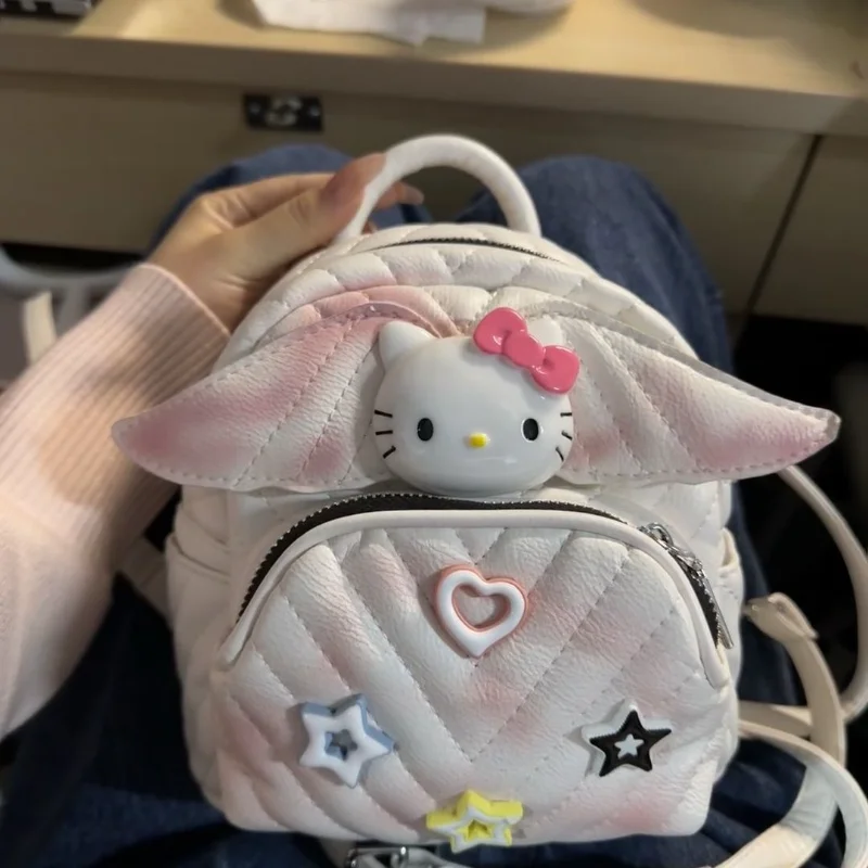 

Sanrios Hello Kitty Tie Dye Wings Backpack Women's Fashion Rhombus Embroidery Thread Ladies Backpack Anime Cartoon Kawaii Cute