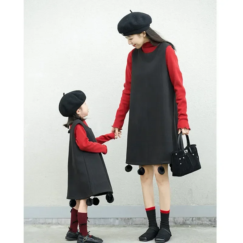 Одинаковая одежда для мамы и дочки зимнее рождественское теплое платье без