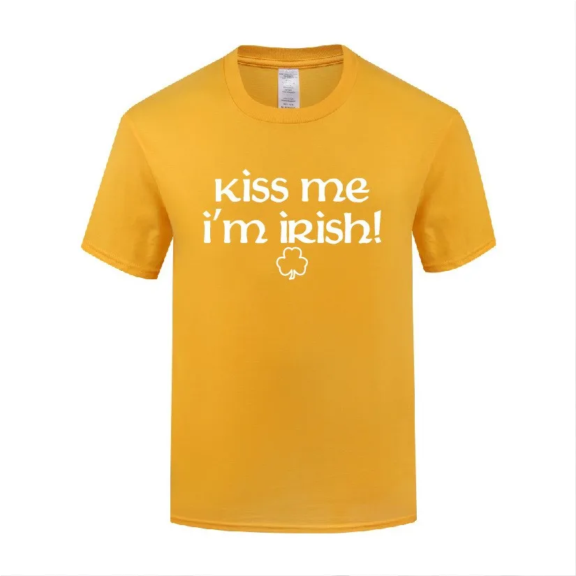 

Funny Kiss Me I'm Irish Cotton T Shirt Graphic Men O-Neck Summer Short Sleeve Tshirts Short Clothing