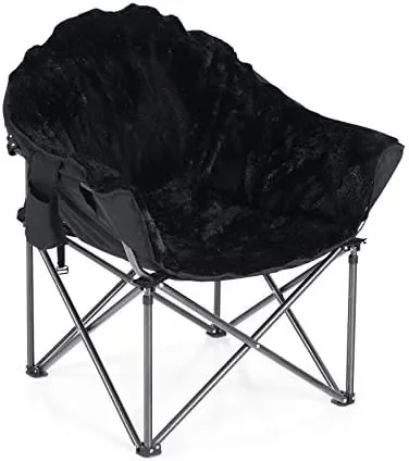 

Сверхмощный стул для кемпинга круглый лунный стул с подкладкой с подстаканником и сумкой для переноски складной стул, темно-синий