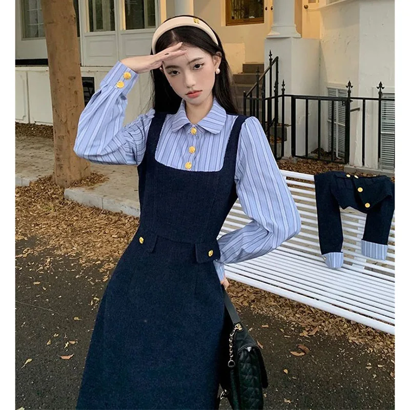 Женский лоскутный топ юбка комплект из 2 предметов осенне-зимний женский модный в