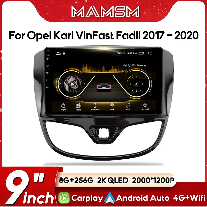 Автомобильное радио AI Voice Android 13 для Opel Karl 2017-2020 Carplay Auto 4G Мультимедийный плеер
