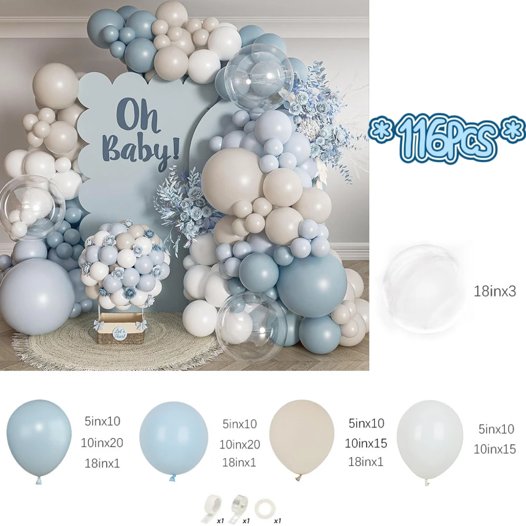 

Синие и белые воздушные шары с песком, комплект арки, 116 шт.