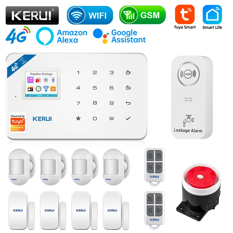 

KERUI W184 GSM 4G WIFI Security Protection Tuya APP Smart Home Alarms Anti Theft Security Alarm System Home Package 6 Languages