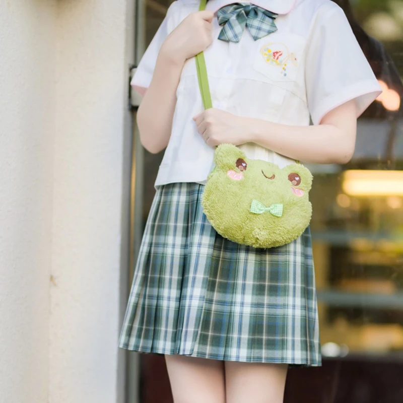 

Girls Funny Frog Shoulder Bag Adult Kids Cute Doll Plush Crossbody Phone Bag Card Coin Purse Travel Messenger Shopping Purse