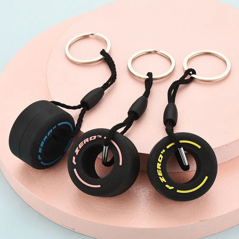 

Mini F1 Racing Tire Keychain Luxury Keychain Ring Unisex Key Accessories PVC Tyre Pendant Bag Charm Gift For Friends Car Lovers