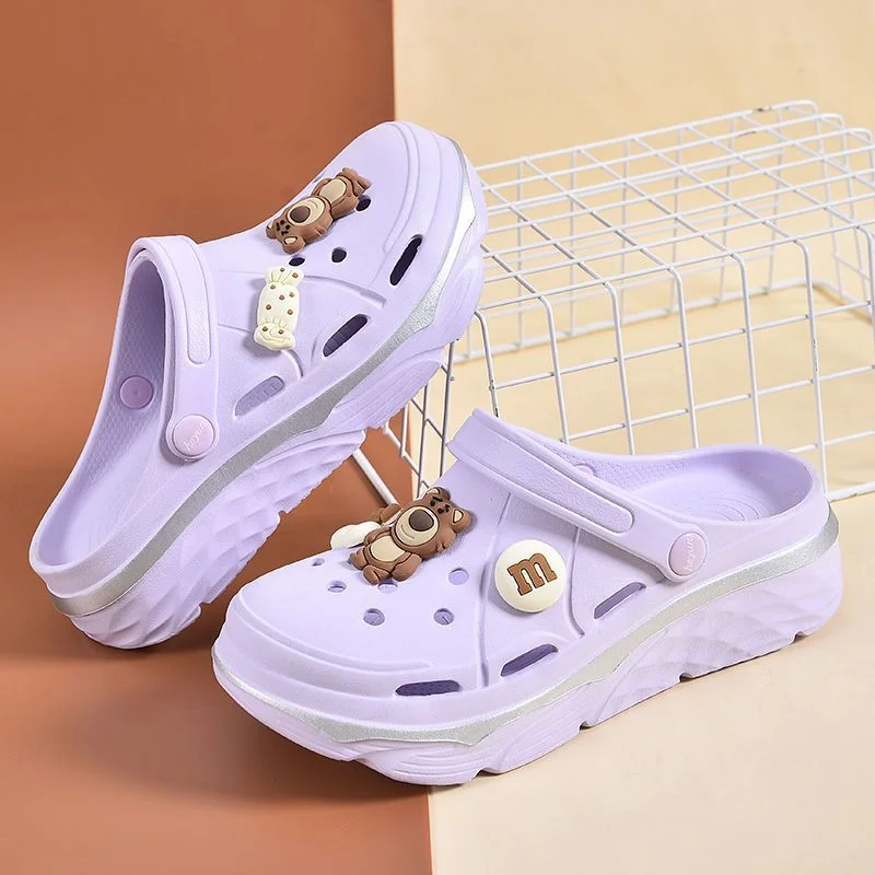 Женские сабо с закрытым носком цвет белый/черный/зеленый размер 35-40