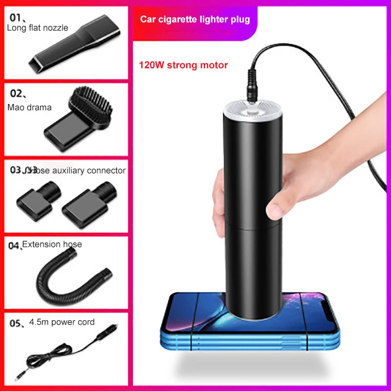 

120w Car Vacuum Cleaner Cordless Handheld Auto Vacuum Home Car Dual Use Mini Vacuum Cleaner With Built-in Battrery