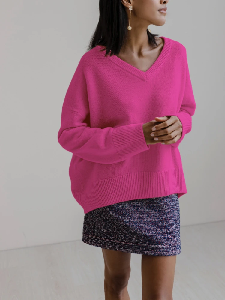 

New Knitwear Sweaters for Women V-Neck Long Sleeve Fashion Woman Blouse 2023 Loose V-Neck Autumn and Winter Ladies Sweater