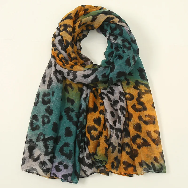 

Модный женский хиджаб с леопардовым принтом, большие платки и палантины из тонкой ткани, Роскошный дизайнерский стиль, новинка 2023