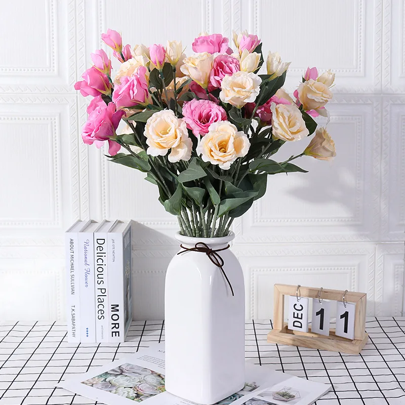 

Simulated 3-Head Platycodon grandiflorum flower silk flower artificial flower road guide wedding home decoration