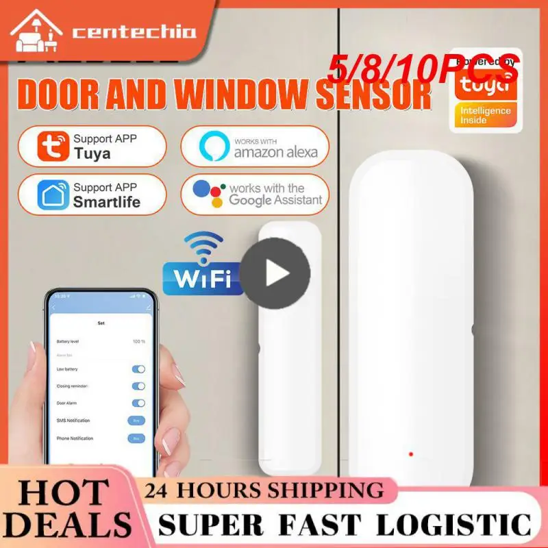 

5/8/10PCS Smart Life Smart Door Sensor Independent Magnetic Window Sensor Tuya Wifi Smart Door Open/closed Detectors