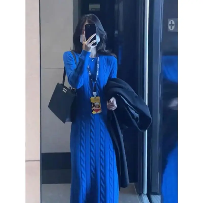 Синее платье-свитер Klein High Sense Royal Sister Super Nice Красивая внутренняя одежда