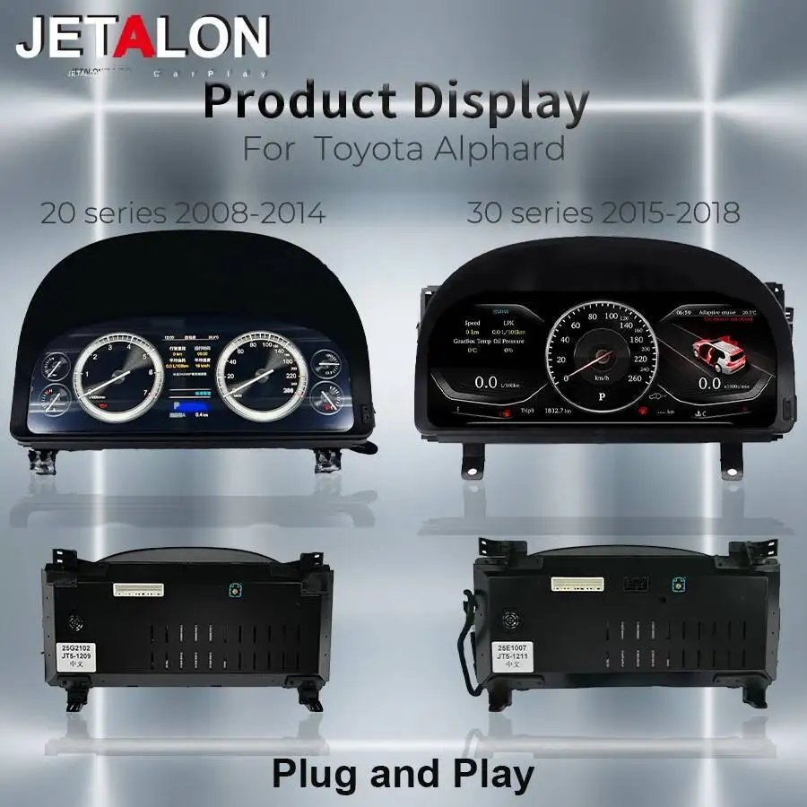 Фото Для Alphard 20 30 Series 2008-2018 ЖК-панель приборной панели, цифровой приборный кластер, виртуальный кабин, спидометр, GPS-спидометр №4