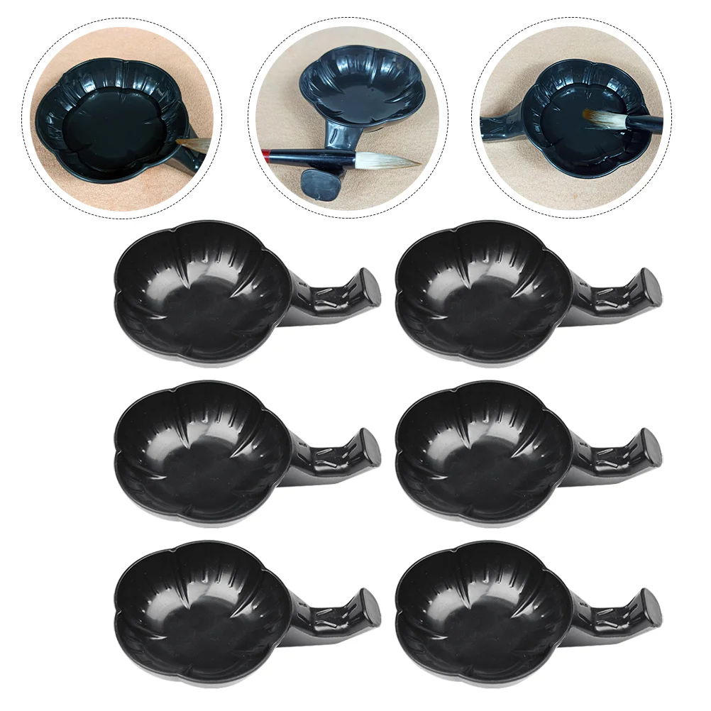 

12pcs Desktop Calligraphy Ink Bowls Painting Brush Washing Containers (Black)
