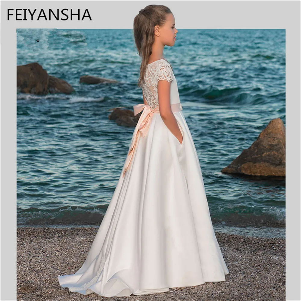 

Puffy Flower Girl Dresses Off The Shoulder Princess Dress Tulle Puffy First Communion Dress Cute Kids Dress