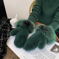new fashion ladies fur gloves mink fur winter multi color fingerless elastic thick