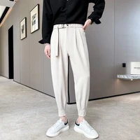 apricotgreyblack suit pants men slim fashion social mens dress pants korean loose casual harem pants mens formal trousers