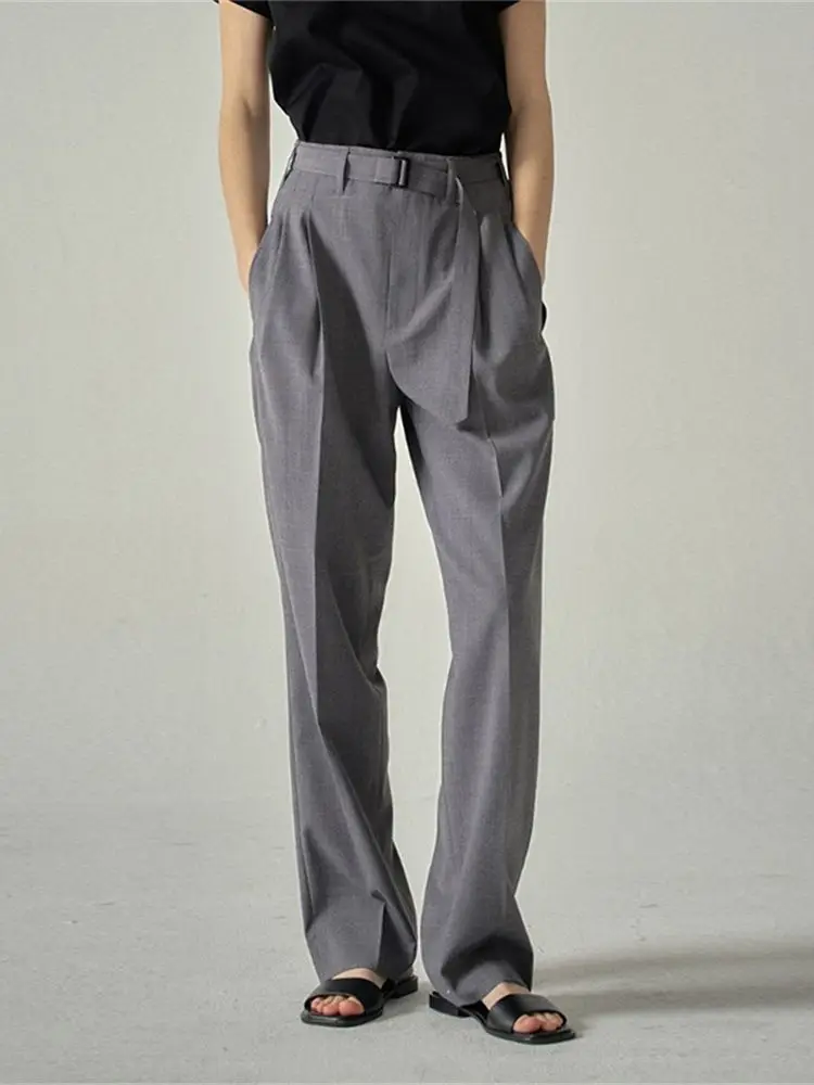 Women's Wide Leg Suit Trousers 2023 Spring Summer High Waist Ladies Office Wear Straight Casual Long Pants