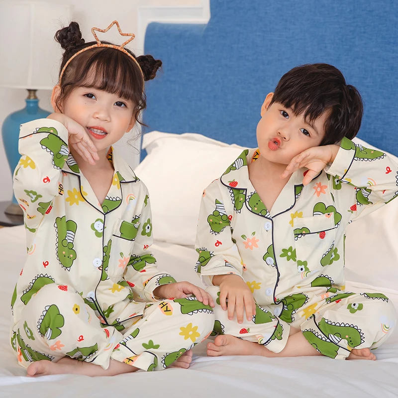 Print Kids Pajamas Sets Autumn Winter Boys Long Pajamas Cute Home Sleepwear Girls Long Kids Pijamas Short Tops Pants Toddler enlarge