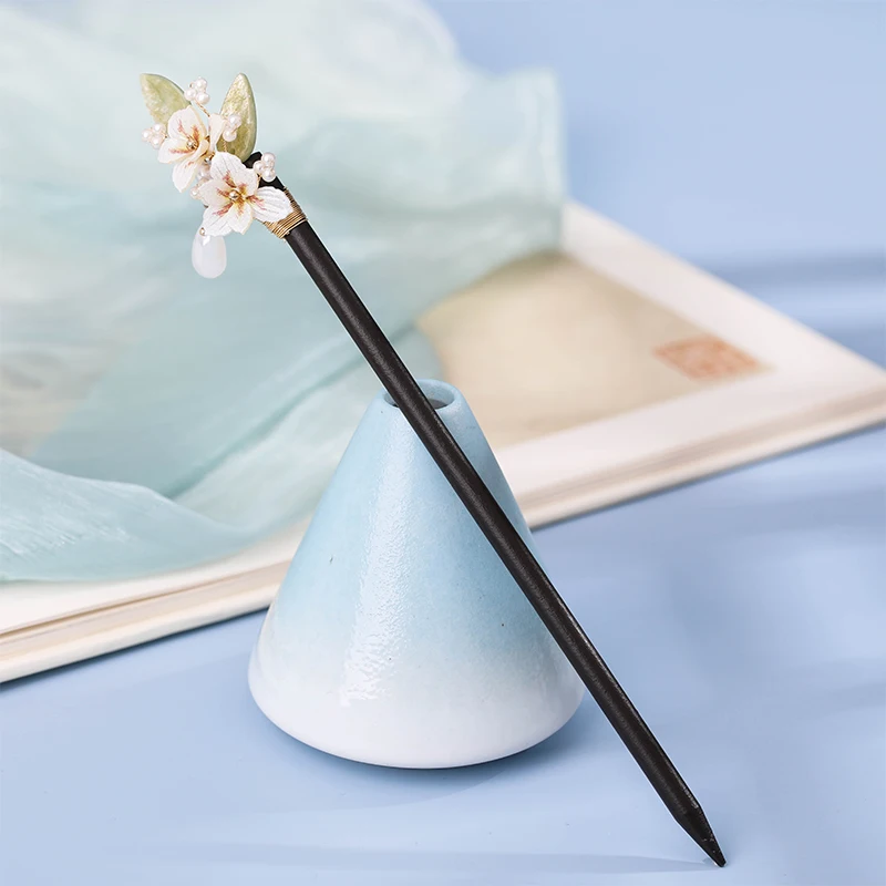 Модная ручная работа цветок искусственная древесина вилка для волос Свадебные