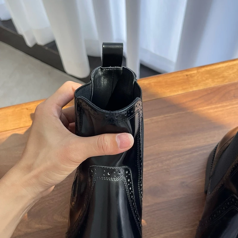 Maxdutti/блок в британском стиле ретро резные ботильоны из воловьей кожи ботинки