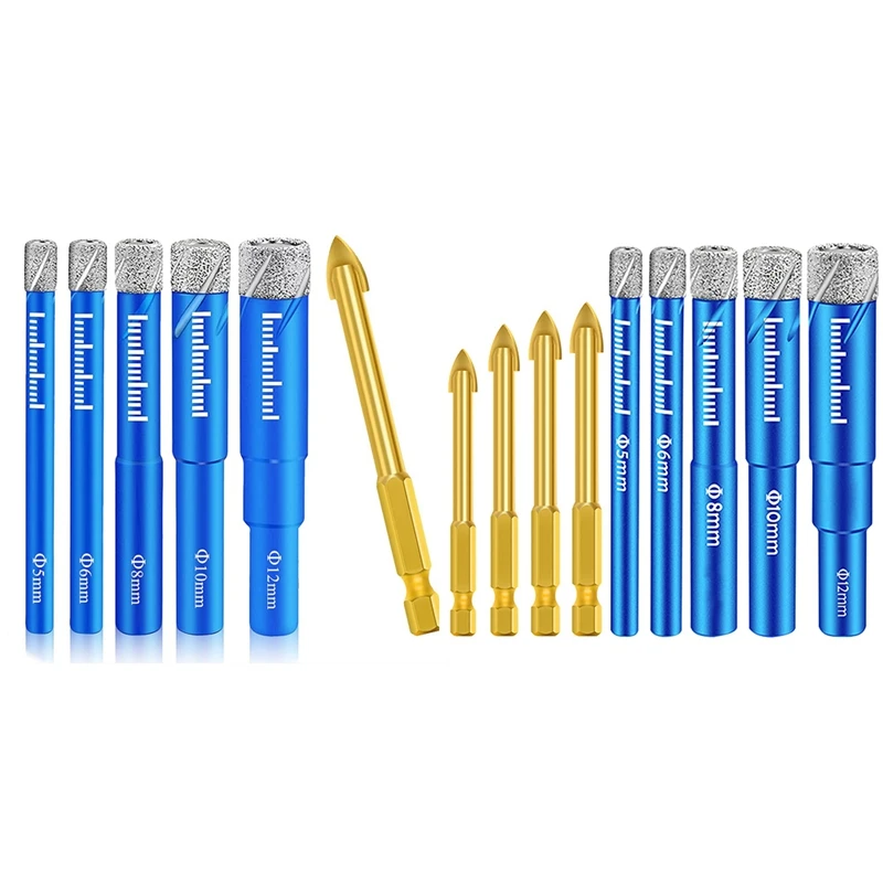 

5Pcs Round Handle Dry Vacuum Brazed Diamond Drilling Hole Saw Dry Drill With Hex Tile Drill Bits For Ceramic Marble