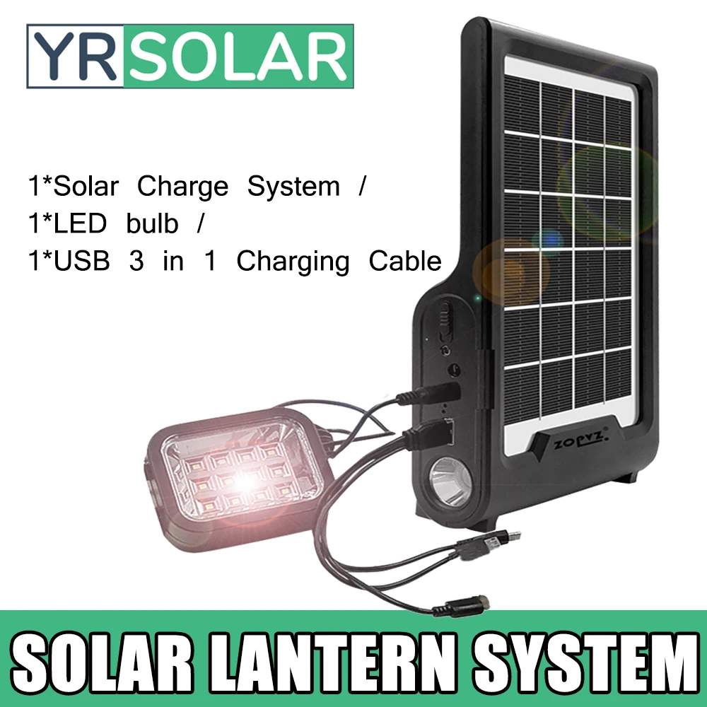 

Комплект системы солнечной зарядки, солнечная панель с фонарями, светодиодная портативная солнечная батарея, Аварийная зарядка для телефо...
