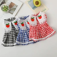 lace plaid cat skirts fruit printing thin dog skirts cute cartoon puppy clothes summer skin friendly comfortable pet supplies